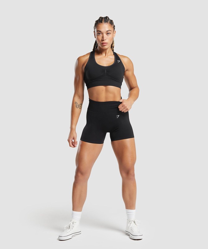 Gymshark Lift Contour Seamless Shorts Black / Black Marl | 24073CQWI
