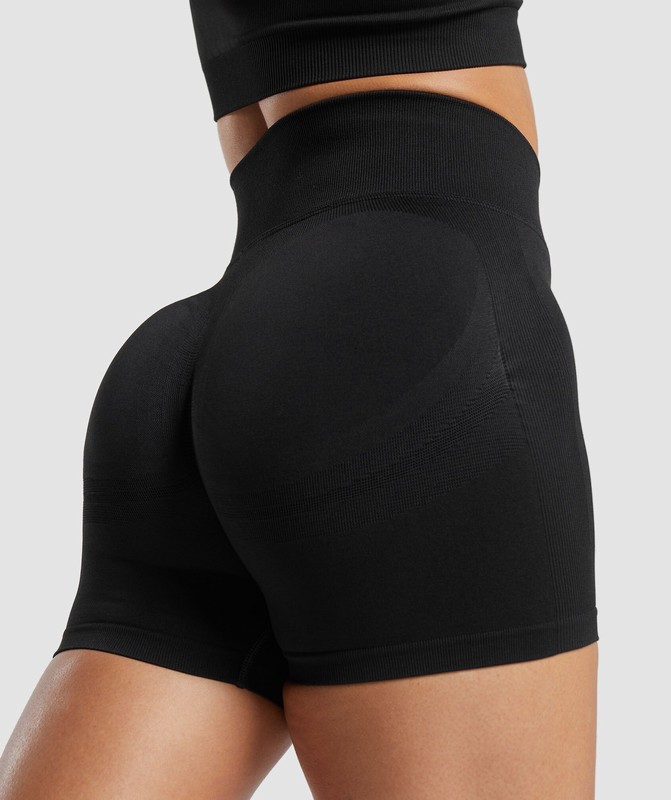 Gymshark Lift Contour Seamless Shorts Black / Black Marl | 24073CQWI