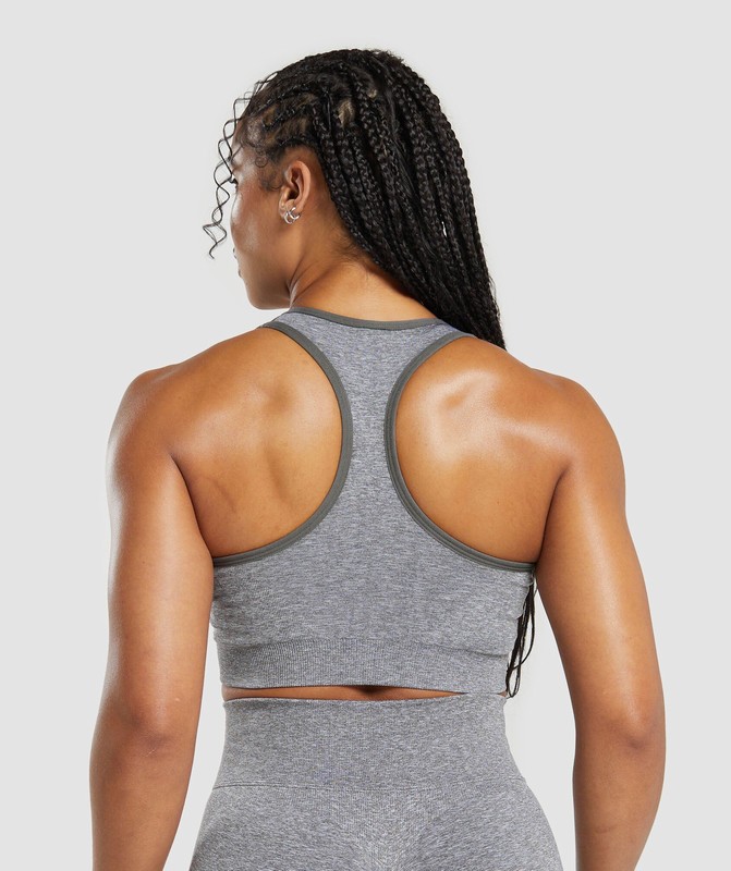 Gymshark Lift Contour Seamless Sports Bra Brushed Grey / White Marl | 62973CREM