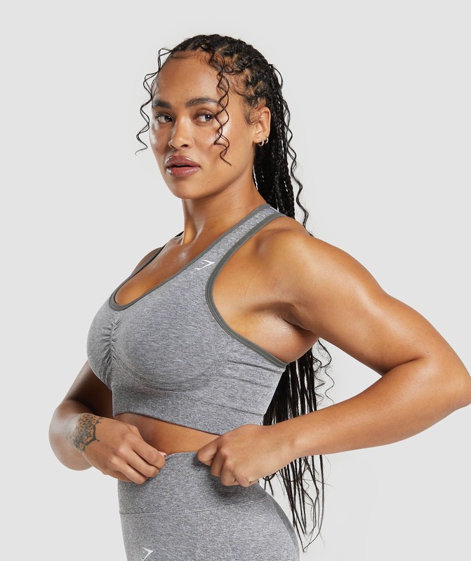Gymshark Lift Contour Seamless Sports Bra Brushed Grey / White Marl | 62973CREM