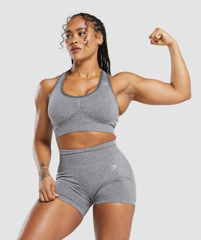 Gymshark Lift Contour Seamless Sports Bra Brushed Grey / White Marl | 62973CREM