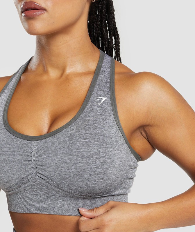 Gymshark Lift Contour Seamless Sports Bra Brushed Grey / White Marl | 62973CREM