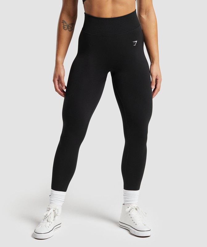Gymshark Lift Seamless Leggings Black / Black Marl | 01693NSPR