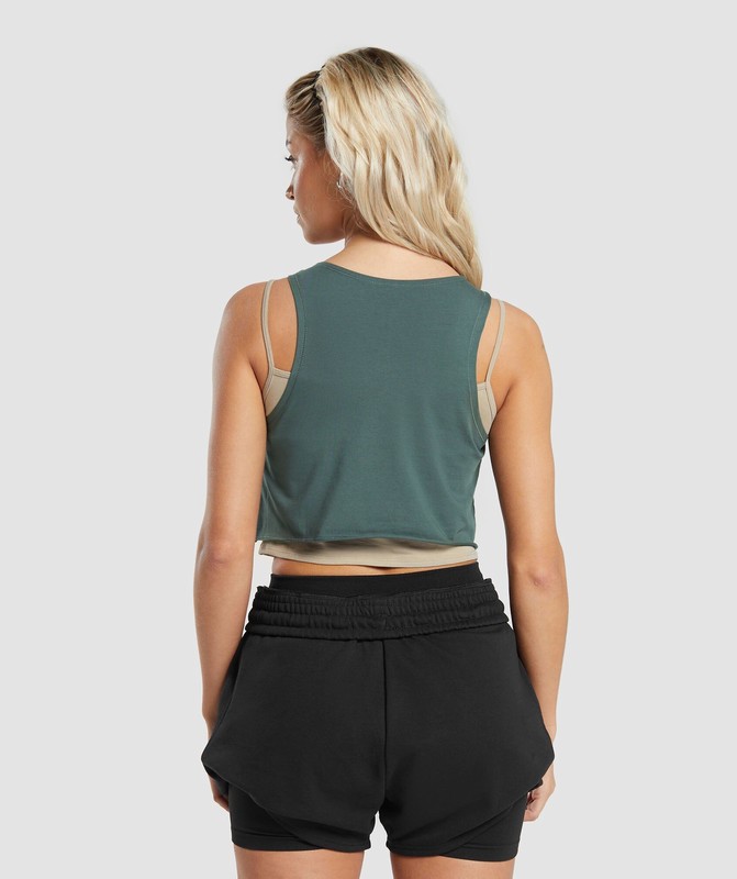 Gymshark Lifting 2 In 1 Crop Tank Sand Brown / Slate Teal | 95401IOZW