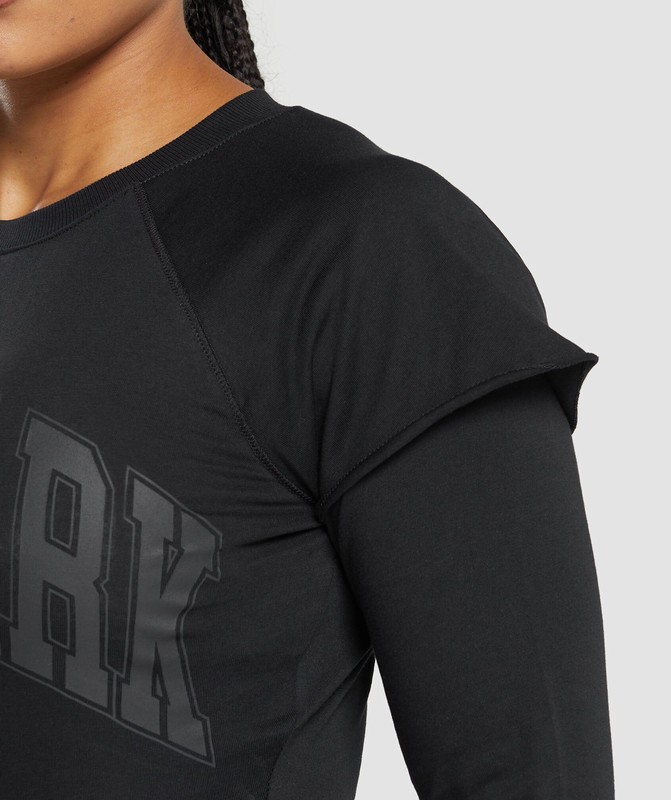 Gymshark Lifting 2 In 1 Long Sleeve Crop Top Black | 40136POSW