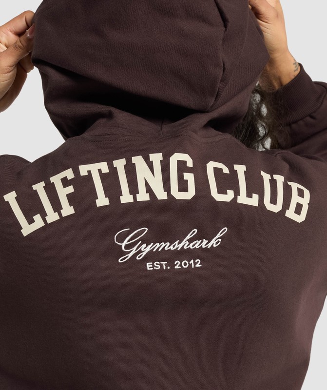 Gymshark Lifting Club Cropped Zip Up Hoodie Heritage Brown | 87431KFCI