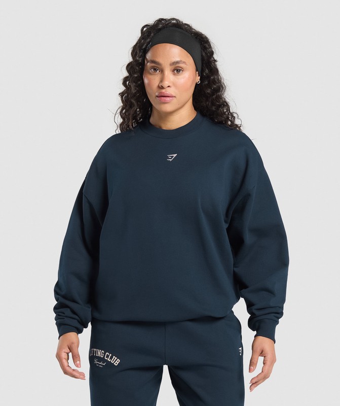 Gymshark Lifting Club Oversized Sweatshirt Navy | 07915NAHB