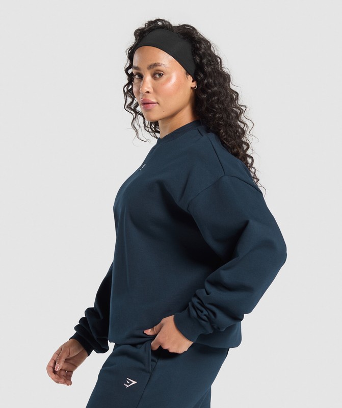 Gymshark Lifting Club Oversized Sweatshirt Navy | 07915NAHB