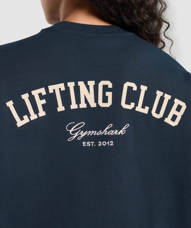 Gymshark Lifting Club Oversized Sweatshirt Navy | 07915NAHB
