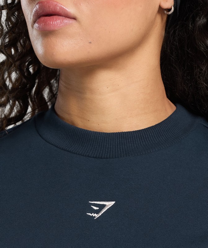 Gymshark Lifting Club Oversized Sweatshirt Navy | 07915NAHB