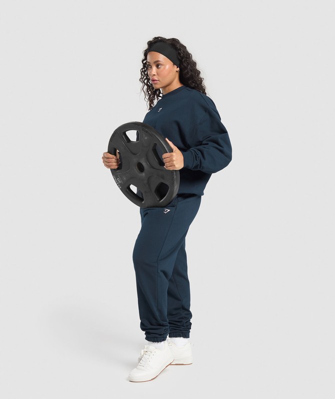 Gymshark Lifting Club Oversized Sweatshirt Navy | 07915NAHB