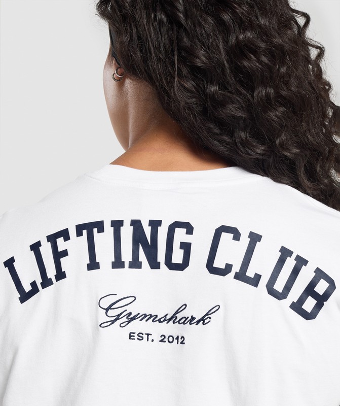 Gymshark Lifting Club Oversized T-Shirt White | 02768QDKH