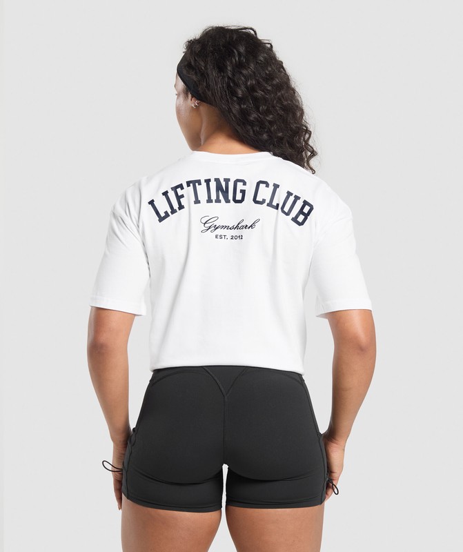 Gymshark Lifting Club Oversized T-Shirt White | 02768QDKH