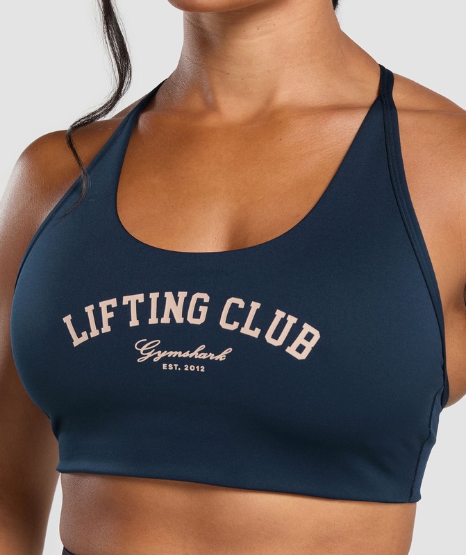 Gymshark Lifting Club Retro Bra Navy | 65387VGLX