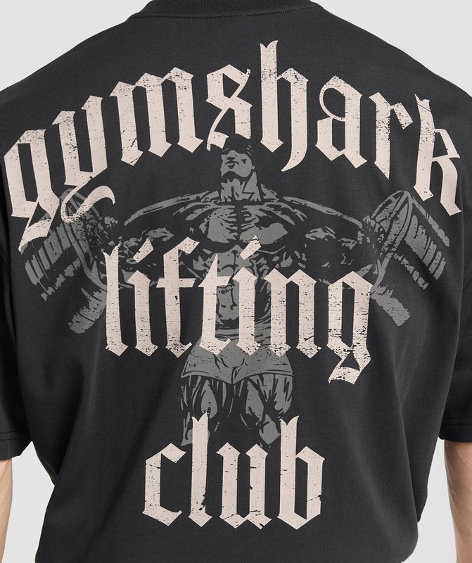 Gymshark Lifting Club T-Shirt Black / Light Grey | 08973KQSP