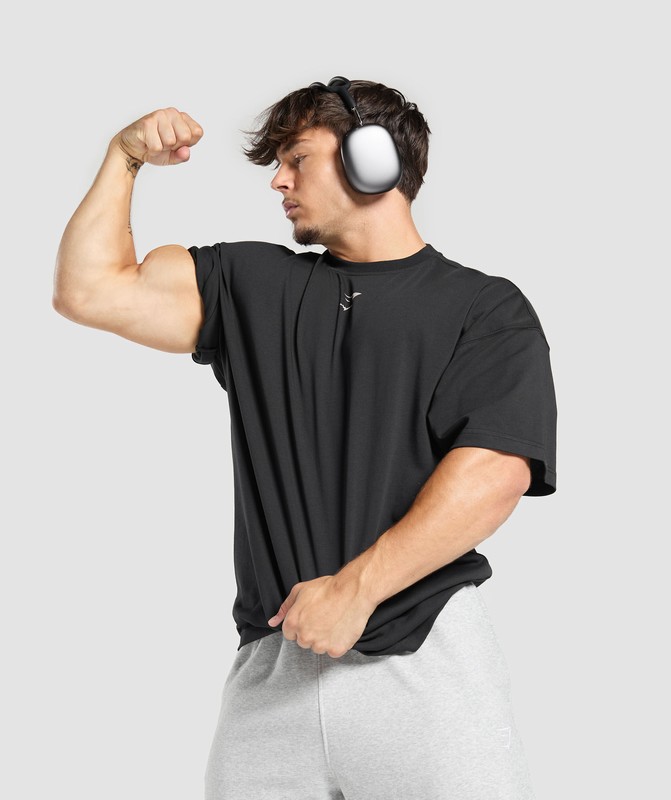 Gymshark Lifting Club T-Shirt Black / Light Grey | 08973KQSP