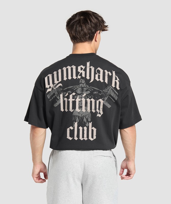 Gymshark Lifting Club T-Shirt Black / Light Grey | 08973KQSP