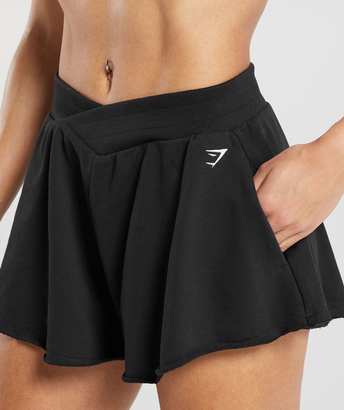 Gymshark Lifting Crossover Cotton Shorts Black | 35910TYUE