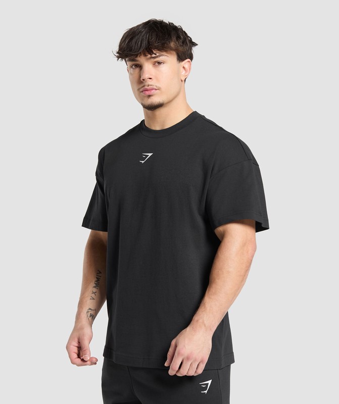 Gymshark Lifting Essential Arabic Oversized Graphic T-Shirt Black | 03629QBYC