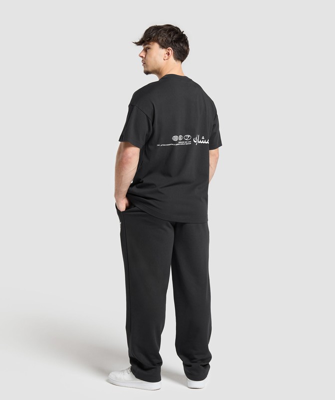 Gymshark Lifting Essential Arabic Oversized Graphic T-Shirt Black | 03629QBYC