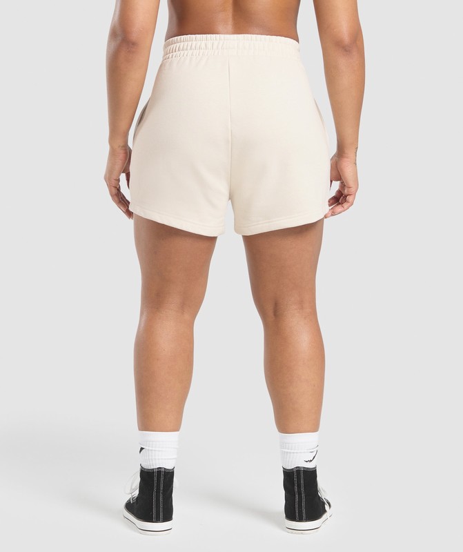 Gymshark Lifting Essentials Graphic Brushed 4' Shorts Oat White | 41320YVAF