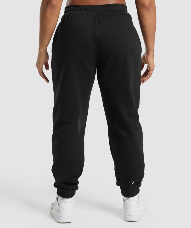 Gymshark Lifting Essentials Graphic Brushed Oversized Joggers Black | 87951VNST