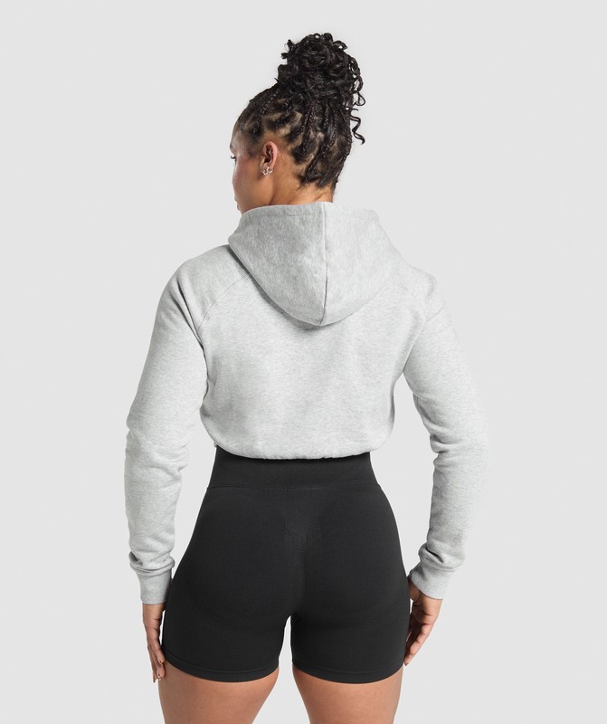 Gymshark Lifting Essentials Graphic Cropped Hoodie Light Grey Core Marl | 50831IZEO
