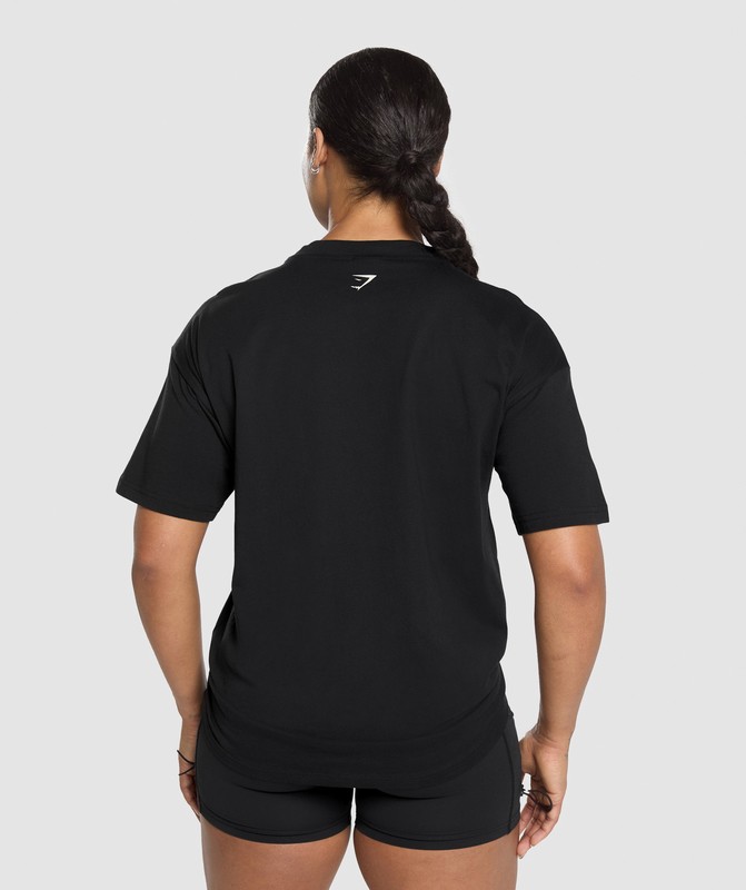 Gymshark Lifting Essentials Graphic Oversized T-Shirt Black | 75024UZSE