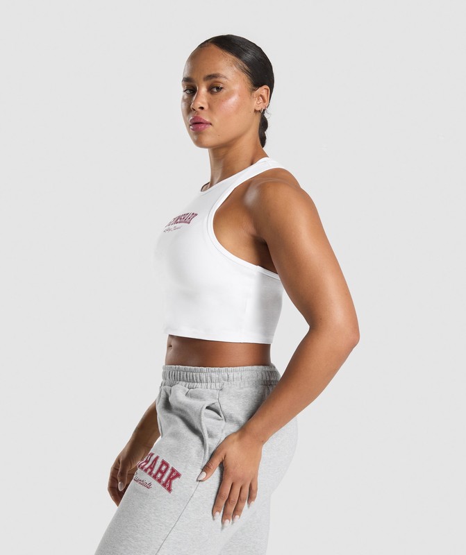 Gymshark Lifting Essentials Graphic Tank White | 80536GCAB