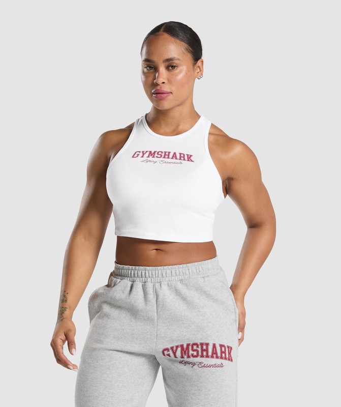 Gymshark Lifting Essentials Graphic Tank White | 80536GCAB
