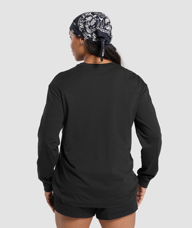 Gymshark Lifting Essentials Long Sleeve Top Black | 58406TFRL