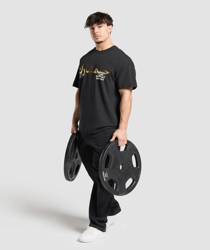 Gymshark Lifting Essentials Oversized Graphic T-Shirt Black | 29083TSHC