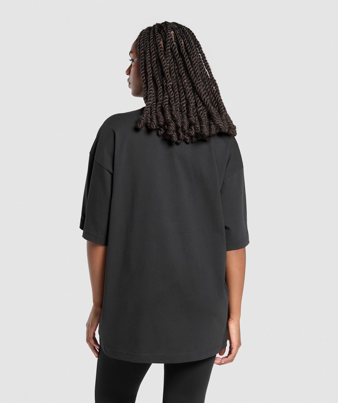 Gymshark Lifting Essentials Oversized Graphic T-Shirt Black | 02489YJWZ