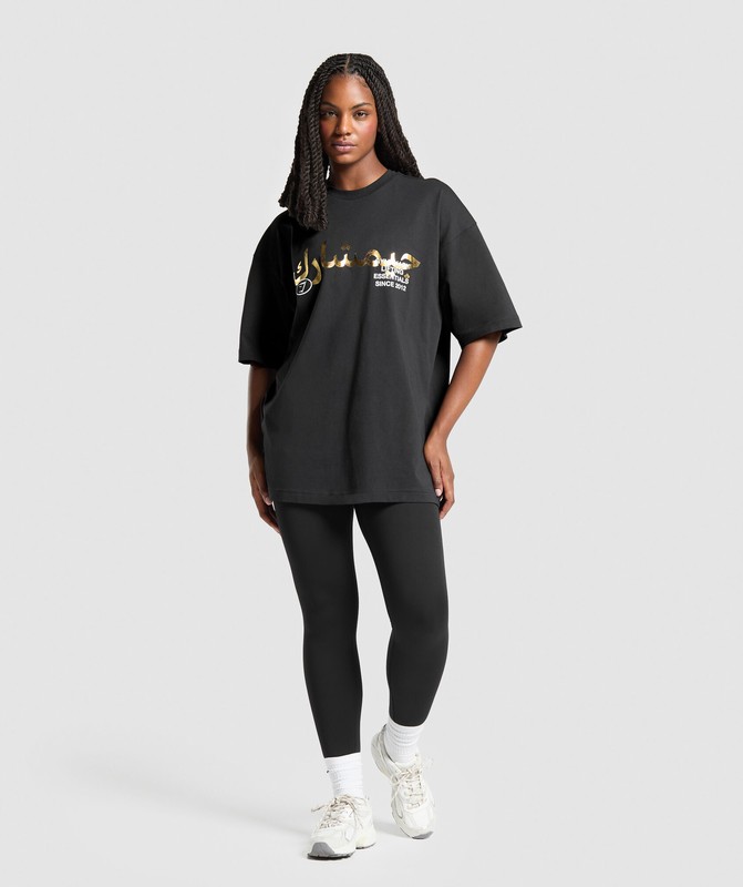 Gymshark Lifting Essentials Oversized Graphic T-Shirt Black | 02489YJWZ