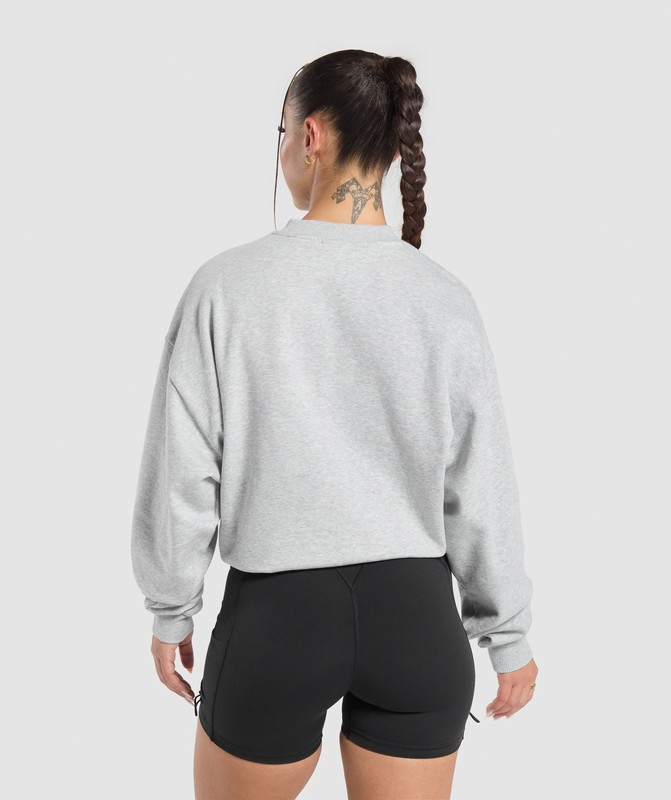 Gymshark Lifting Essentials Oversized Sweatshirt Light Grey Core Marl | 63851IVYT