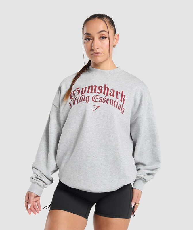Gymshark Lifting Essentials Oversized Sweatshirt Light Grey Core Marl | 63851IVYT