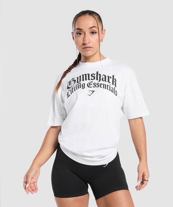 Gymshark Lifting Essentials Oversized T-Shirt White | 84725XGPQ