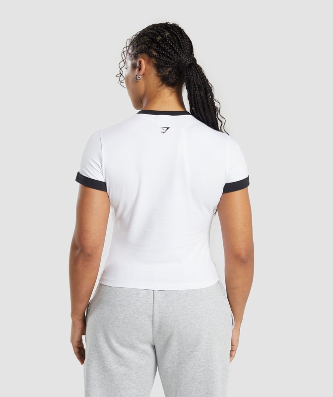 Gymshark Lifting Graphic Baby T-Shirt White / Black | 96478FKBX