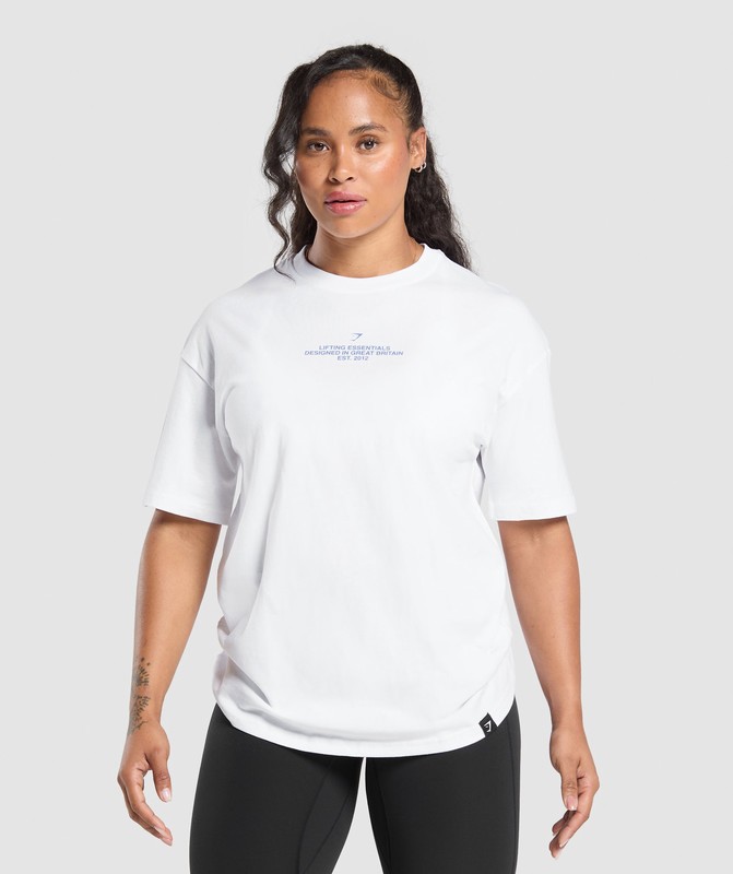 Gymshark Lifting Graphic T-Shirt White | 56180JDFM