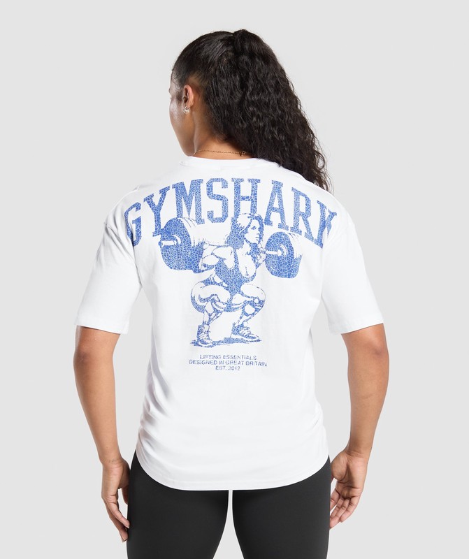 Gymshark Lifting Graphic T-Shirt White | 56180JDFM