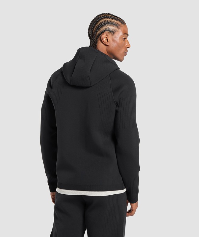 Gymshark Lifting Icons Flat Knit Zip Up Hoodie Black | 31850HPKF