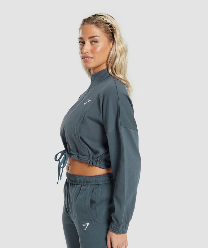 Gymshark Lifting Lightweight 1/4 Zip Pullover Titanium Blue | 61720SRZQ