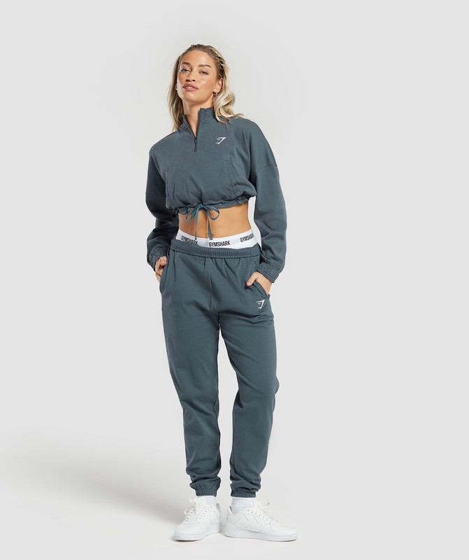 Gymshark Lifting Lightweight 1/4 Zip Pullover Titanium Blue | 61720SRZQ