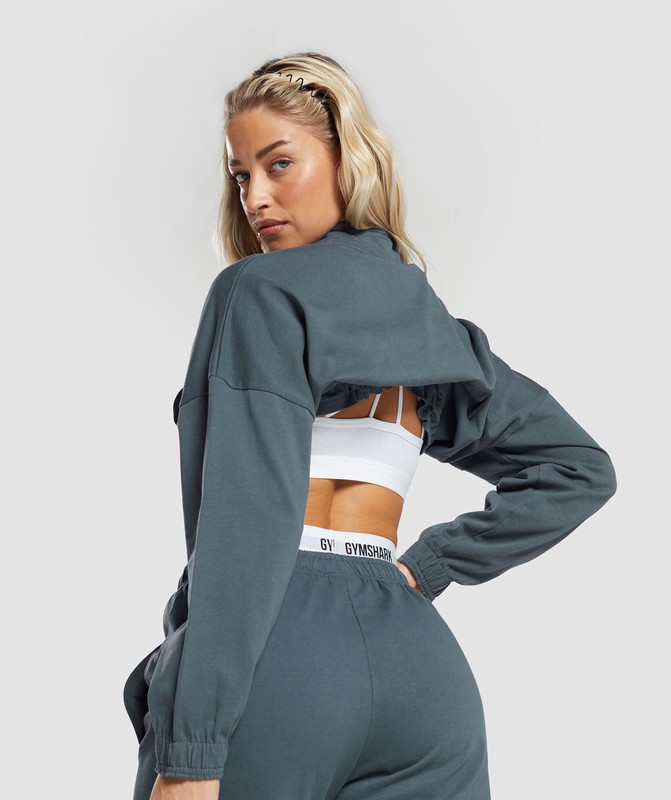 Gymshark Lifting Lightweight 1/4 Zip Pullover Titanium Blue | 61720SRZQ
