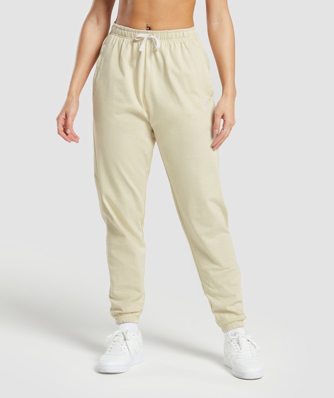 Gymshark Lifting Lightweight Joggers Ecru White | 12896PMCS