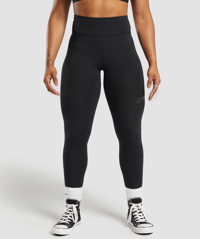 Gymshark Lifting Logo Leggings Black | 24195DZJG