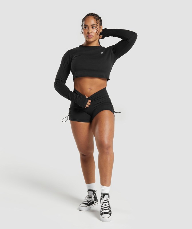 Gymshark Lifting Long Sleeve Crop Top Black | 39476TQXP