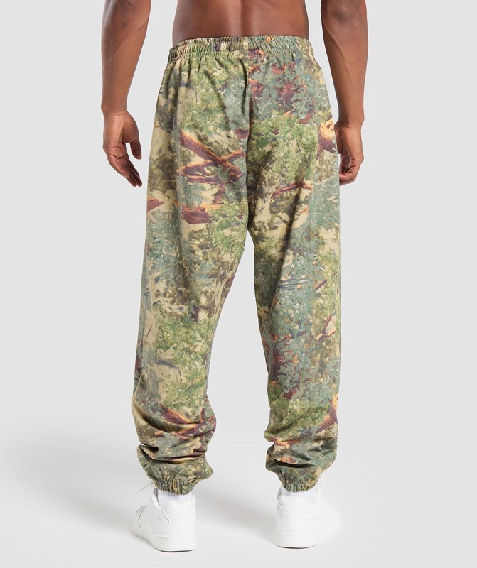 Gymshark Lifting Oversized Printed Woven Pants Sand Beige | 51390JLAU