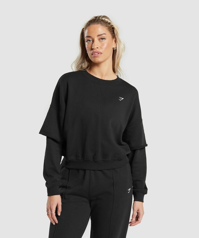 Gymshark Lifting Oversized Sweatshirt Black | 06295PUFE