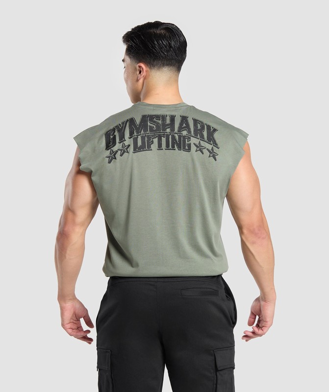 Gymshark Lifting Stars Cut Off Tank Unit Green | 86953UQCH
